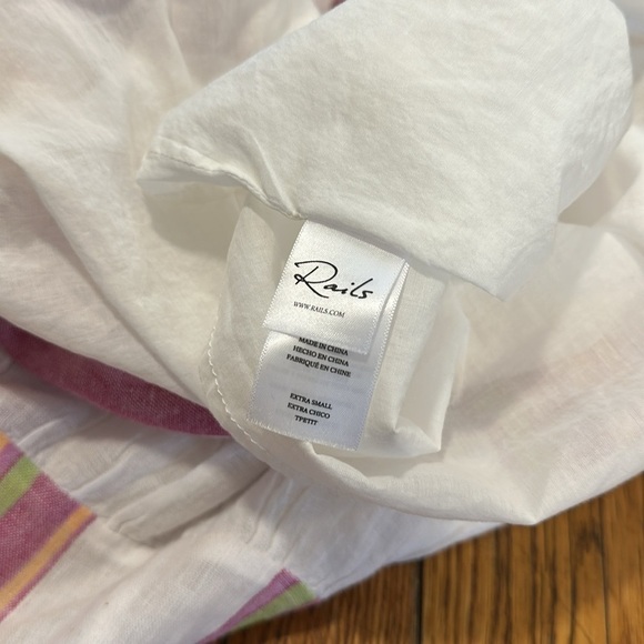 Rails Ashlyn midi Dress in Hibiscus Stripe smocked pastel summer XS linen blend - Picture 8 of 9